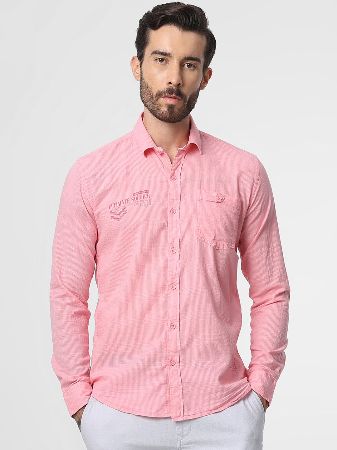 Buy Light Pink Dobby Shirt from Twills – TwillsIndia