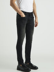 Men Washed Black Slim Fit Stretch Denim Jeans