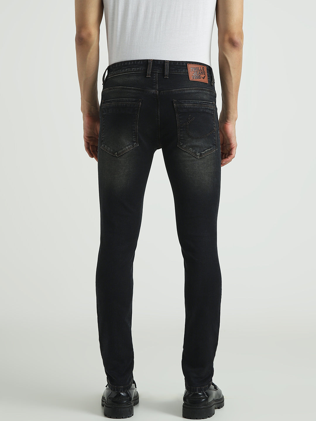 Men Washed Black Slim Fit Stretch Denim Jeans