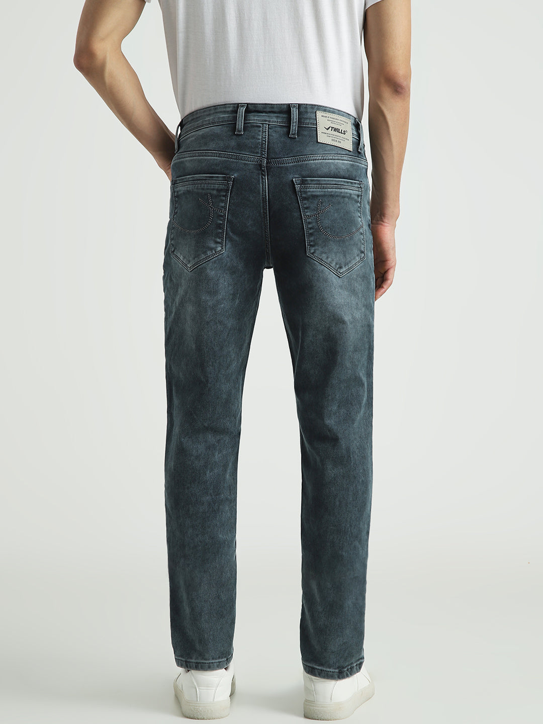 Men Steel Blue Slim Fit Stretch Denim Jeans