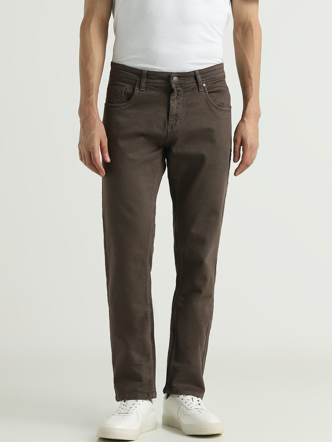 Men Coffee Brown Slim Fit Stretch Denim Jeans