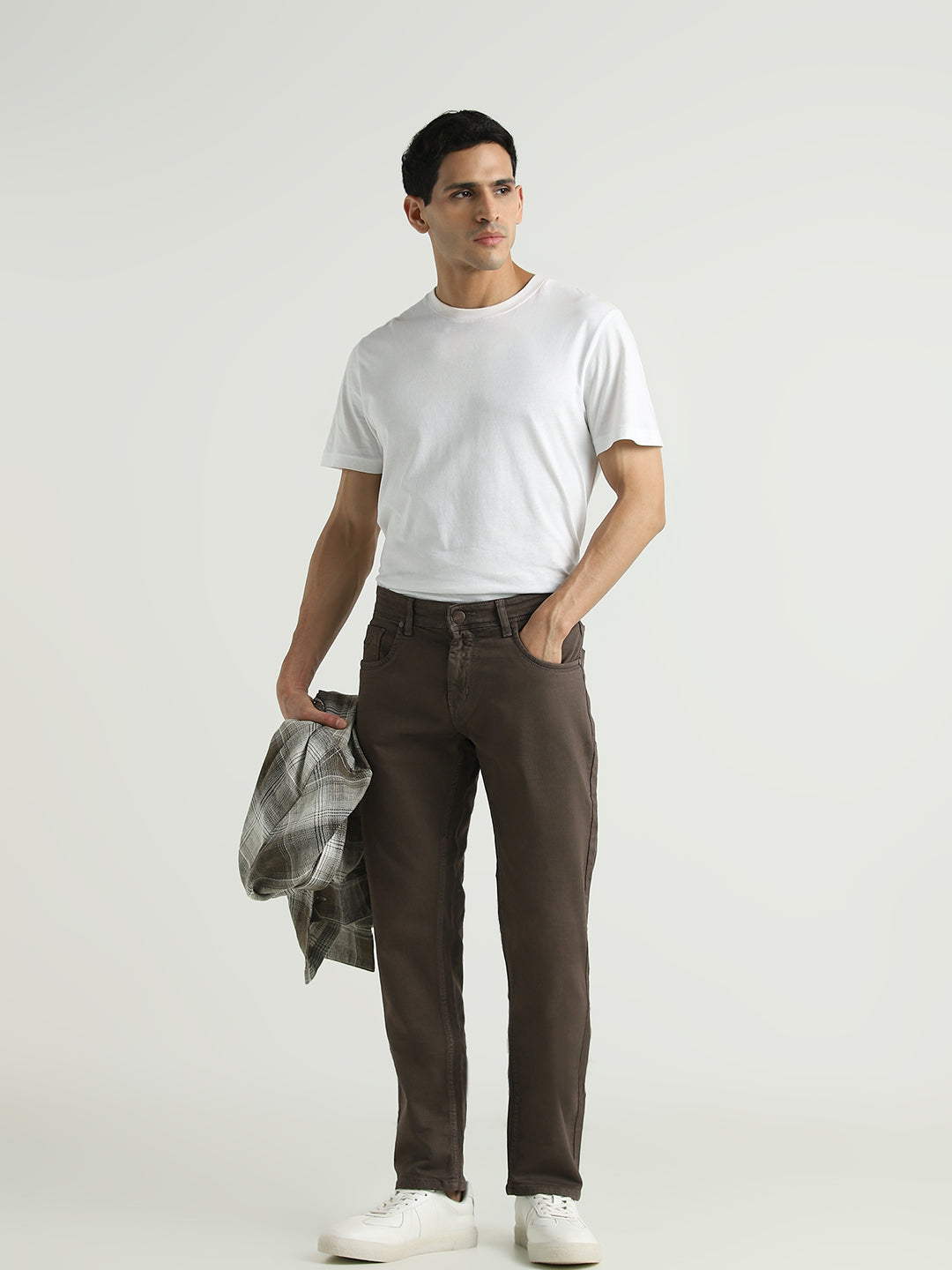 Men Coffee Brown Slim Fit Stretch Denim Jeans