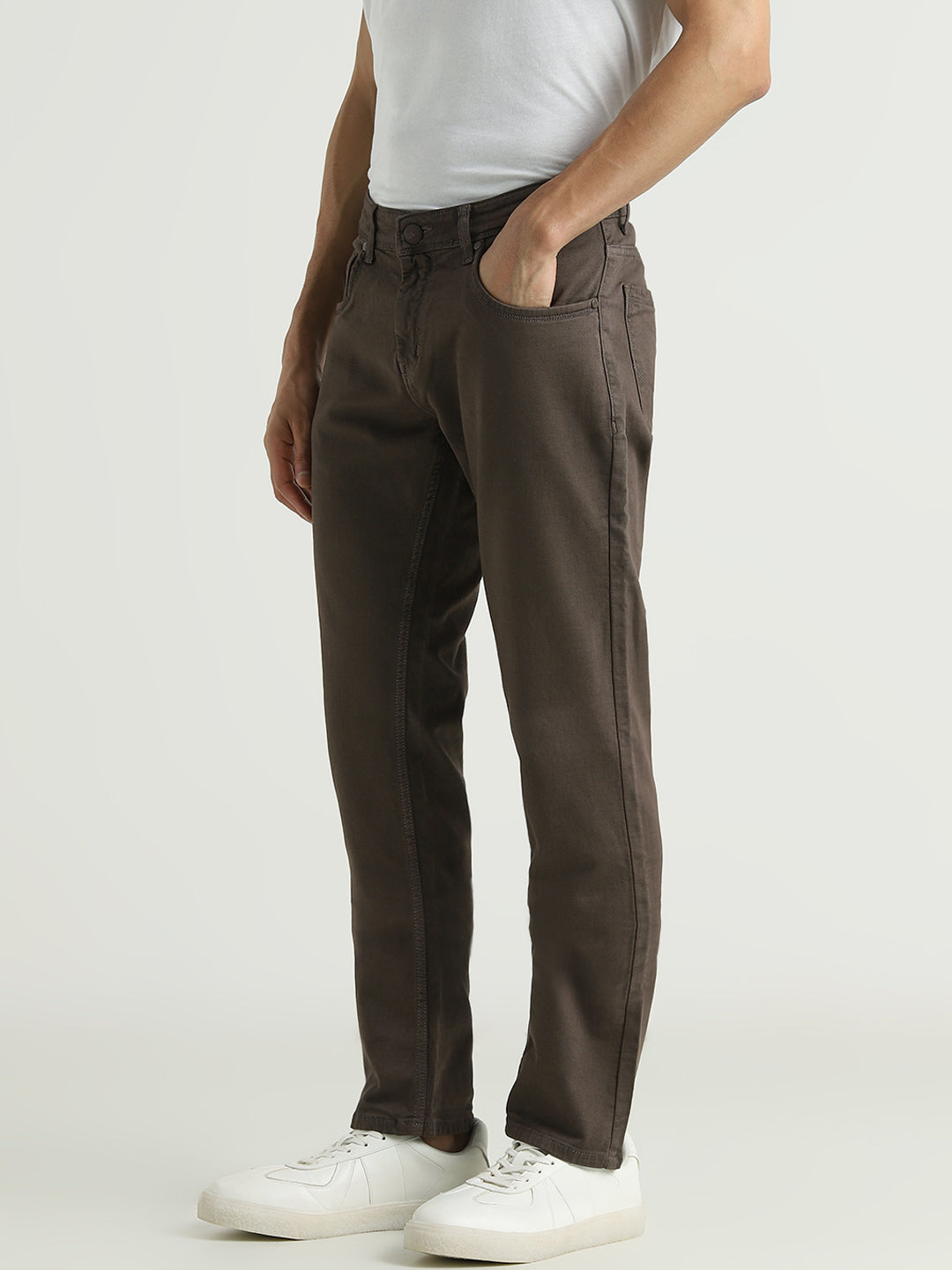 Men Coffee Brown Slim Fit Stretch Denim Jeans