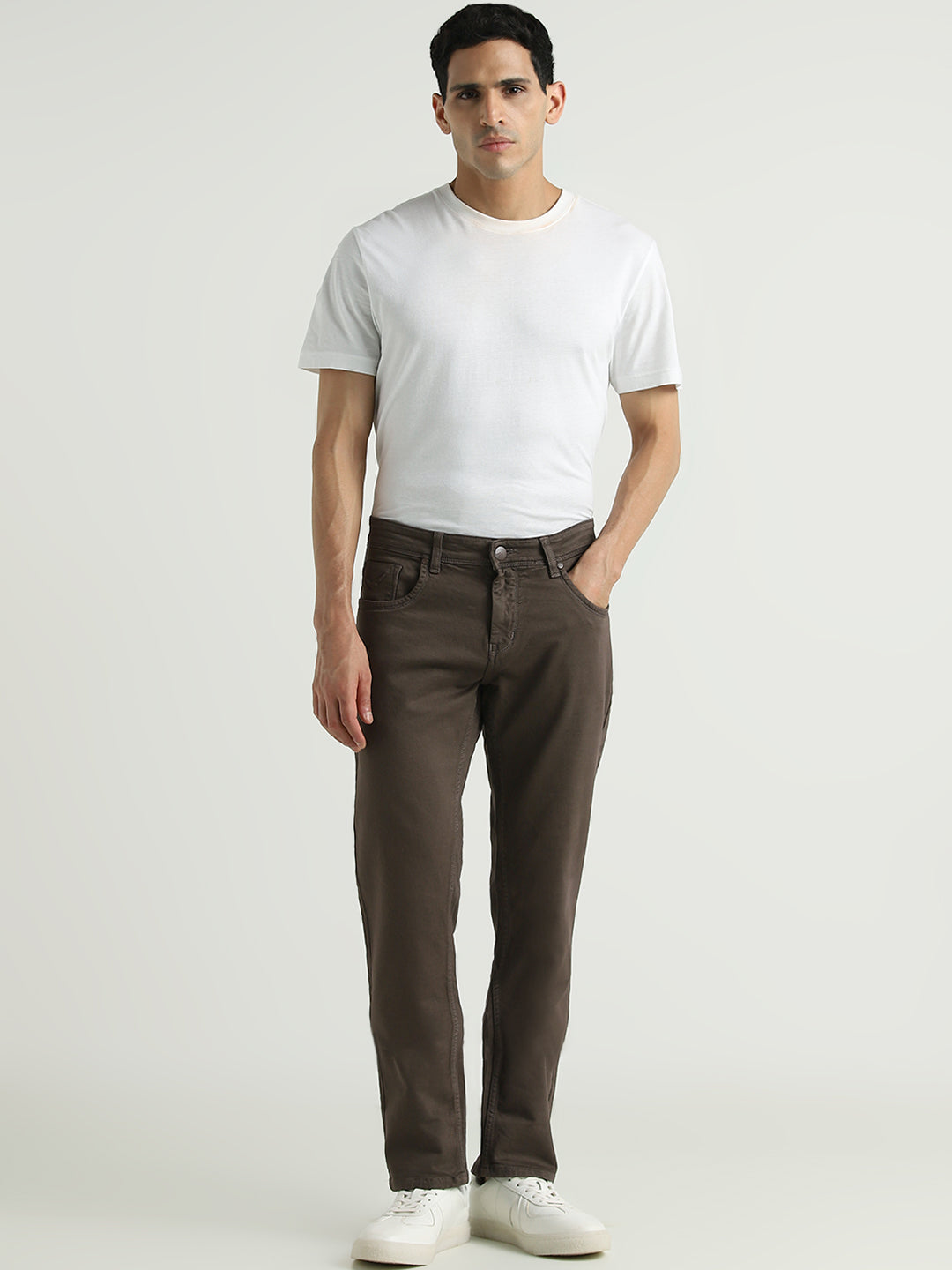 Men Coffee Brown Slim Fit Stretch Denim Jeans