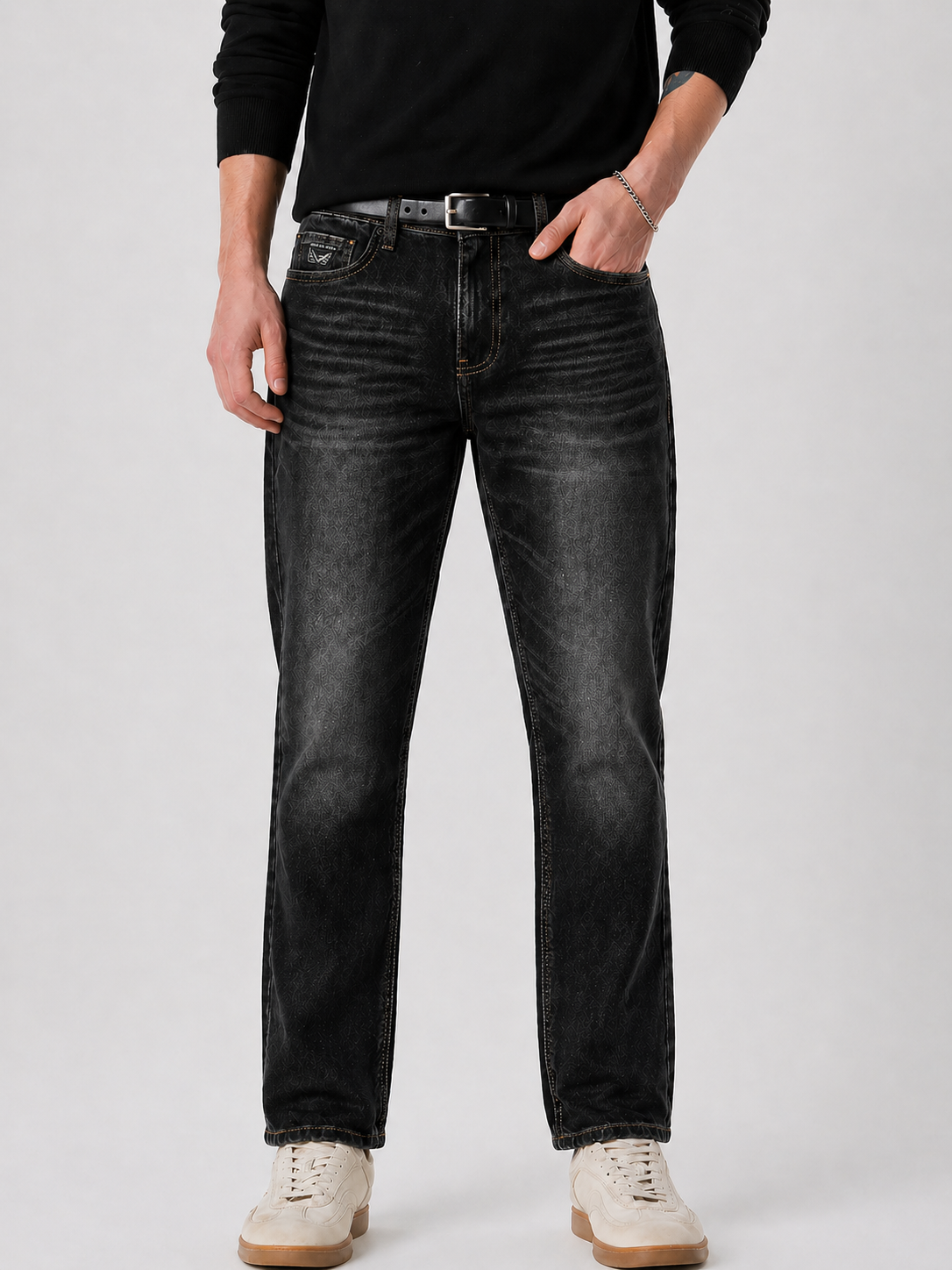 Men's Washed Black  Jeans