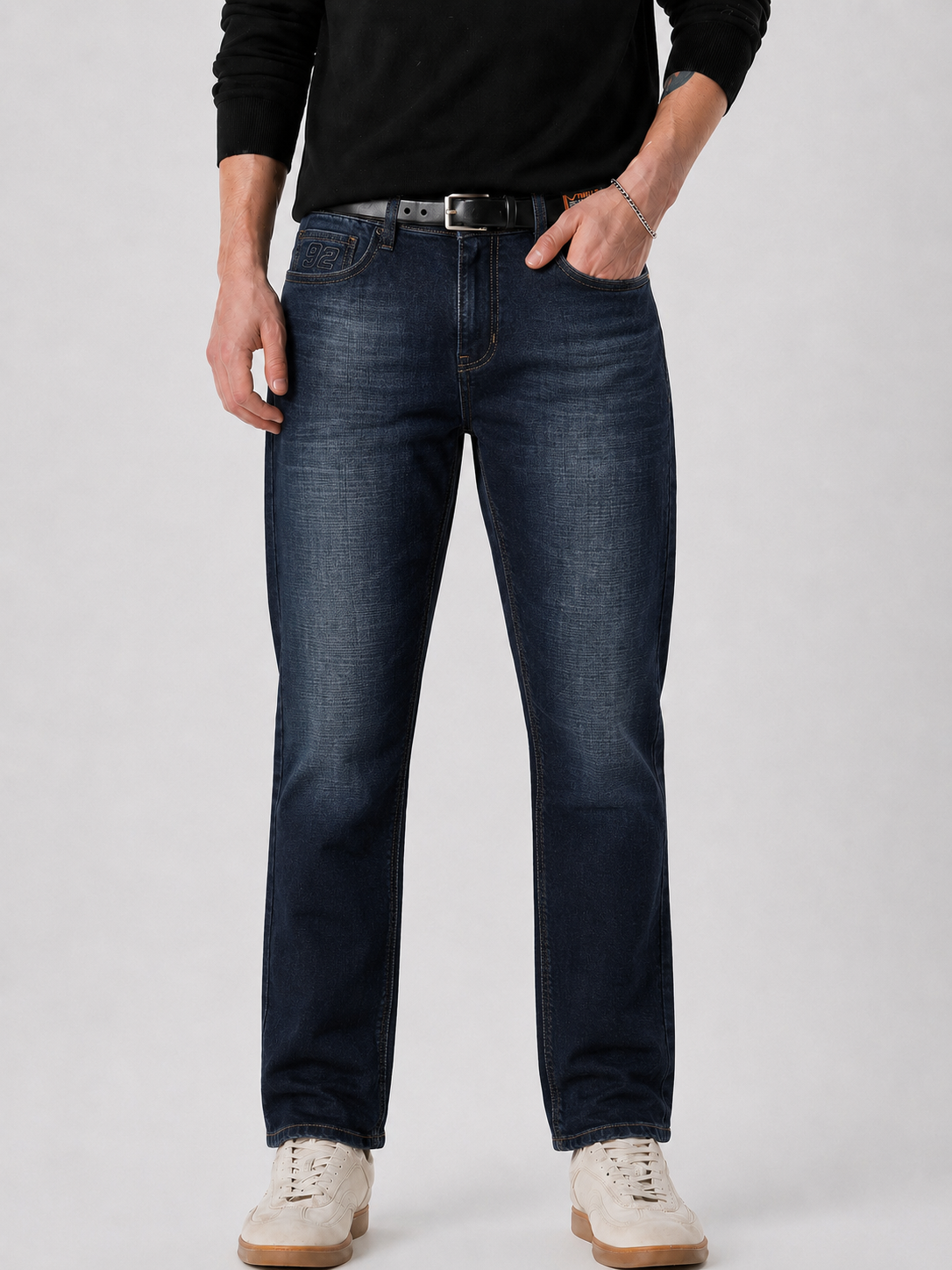 Dark Blue Mid Rise Slimfit Jeans