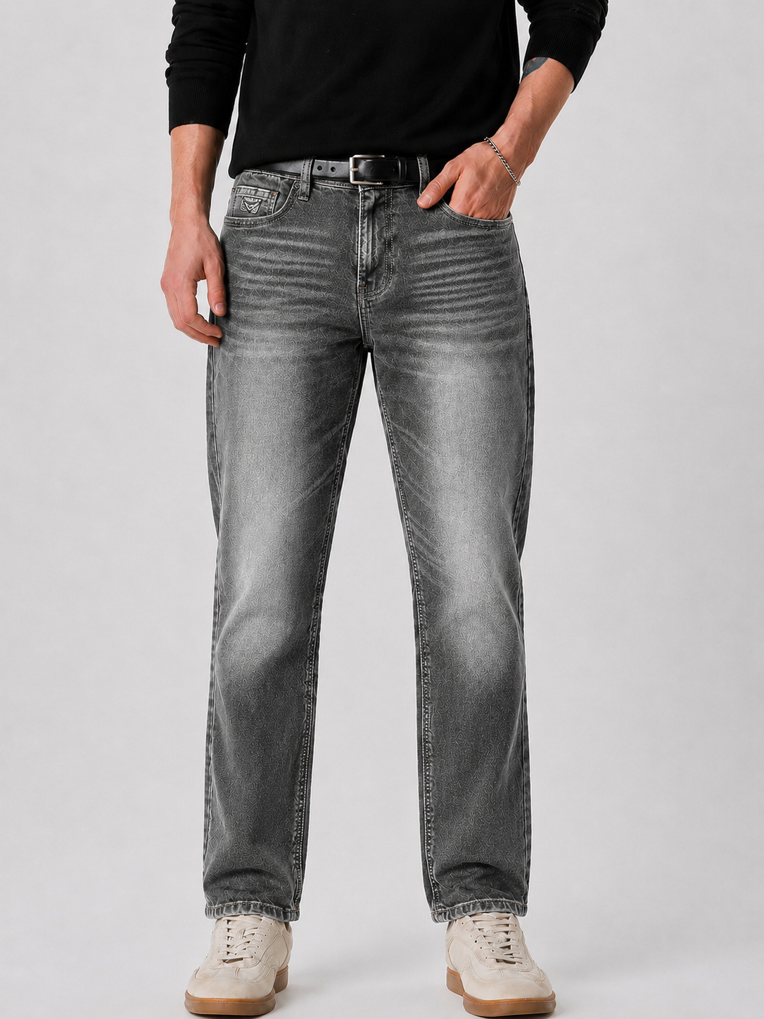 Men's Grey  Slim Fit Denim