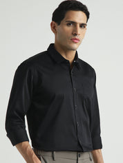 Black Solid Regular Fit Shirt