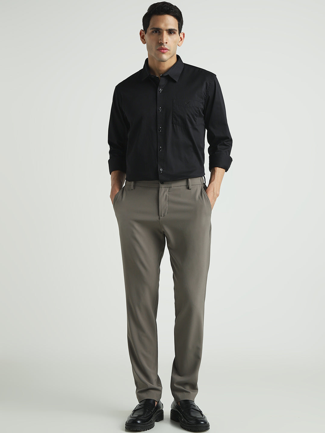 Black Solid Regular Fit Shirt