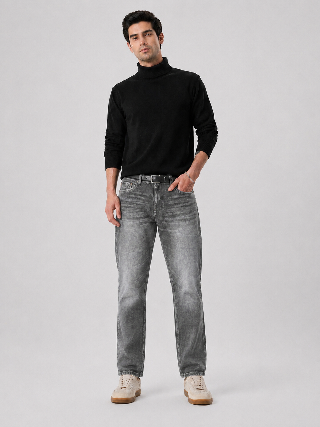Men's Grey  Slim Fit Denim