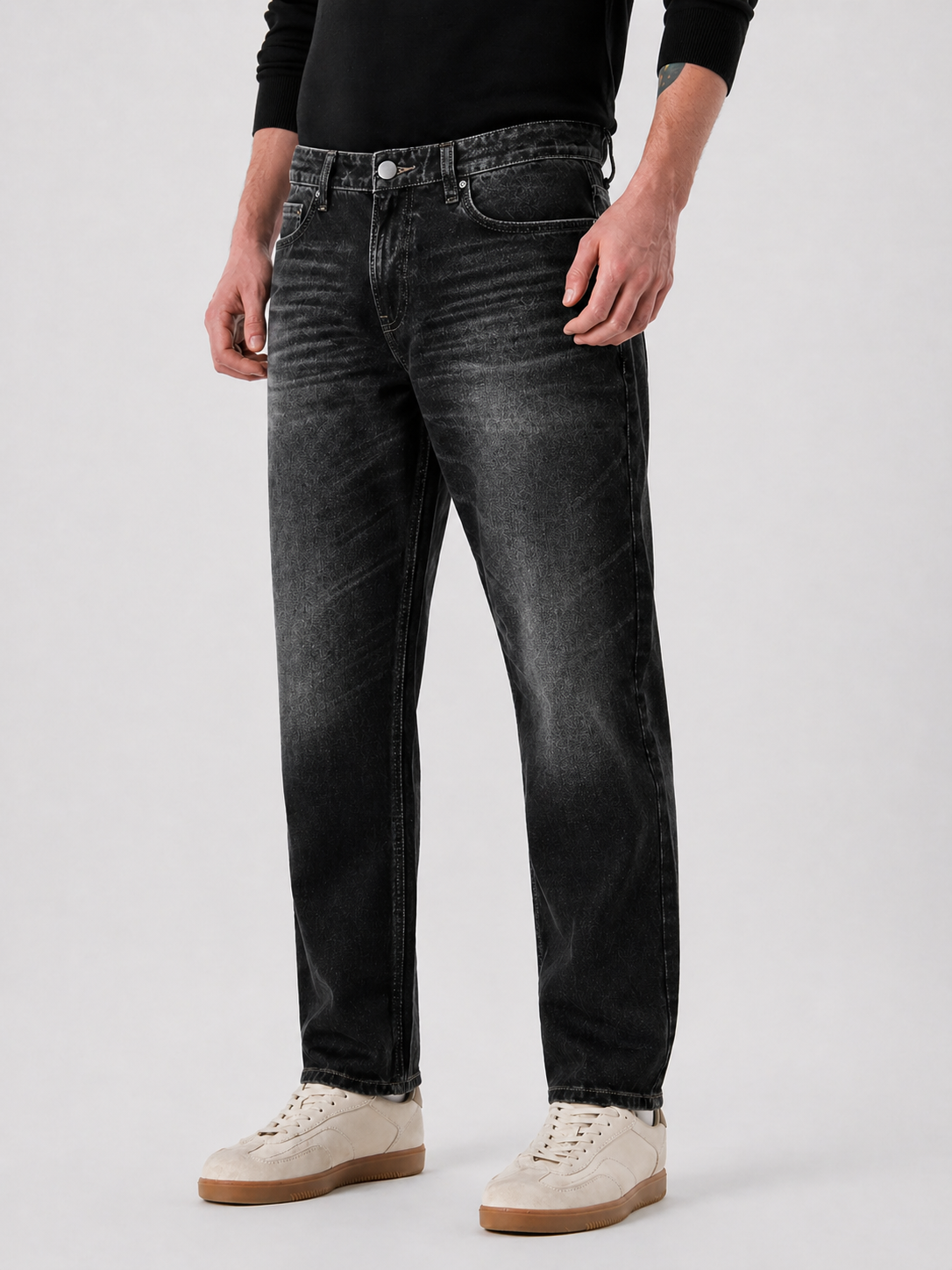 Men's Washed Black  Jeans