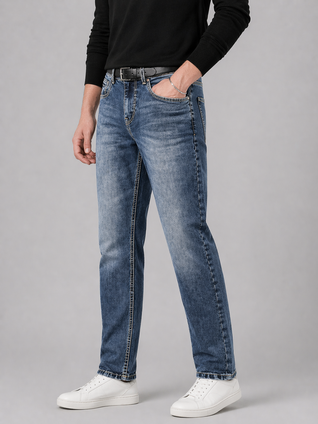 Men's Blue Washed Jeans