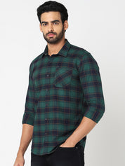 Men Green Checked Shirt