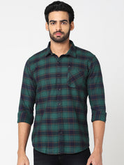 Men Green Checked Shirt