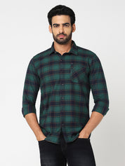 Men Green Checked Shirt