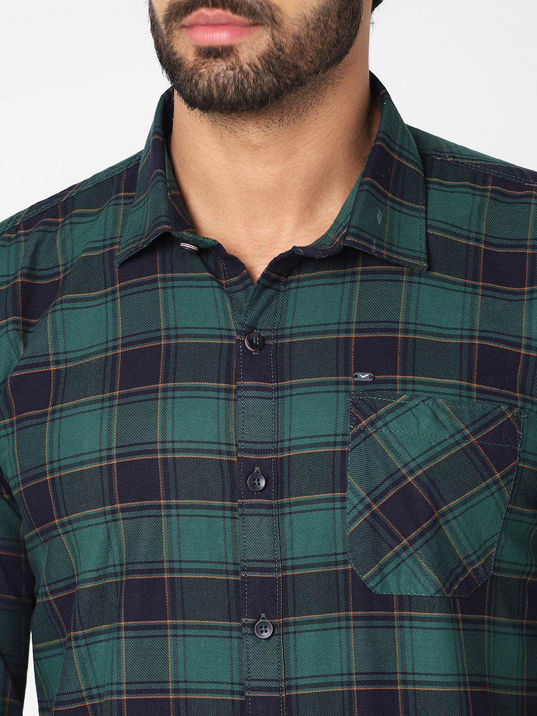 Men Green Checked Shirt
