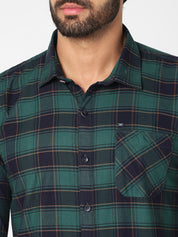 Men Green Checked Shirt
