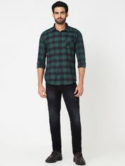 Men Green Checked Shirt