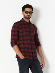 Men Red Checked Shirt