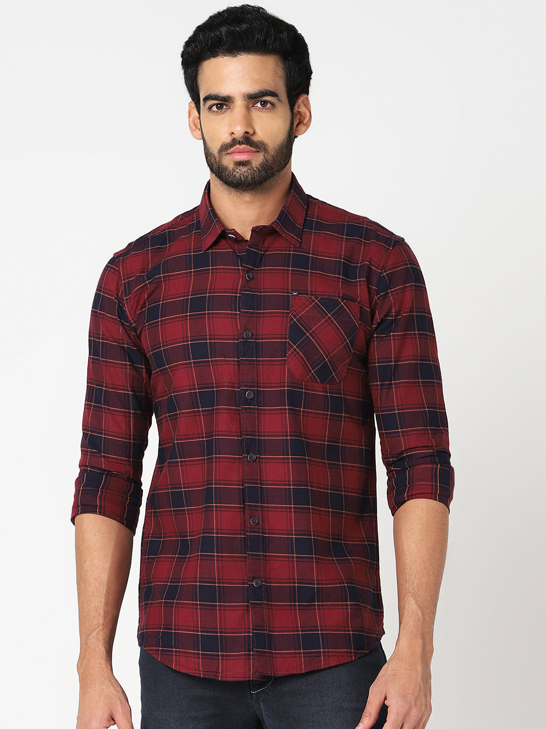 Men Red Checked Shirt