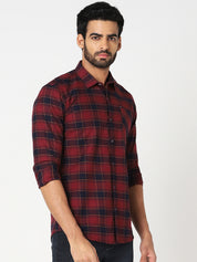 Men Red Checked Shirt