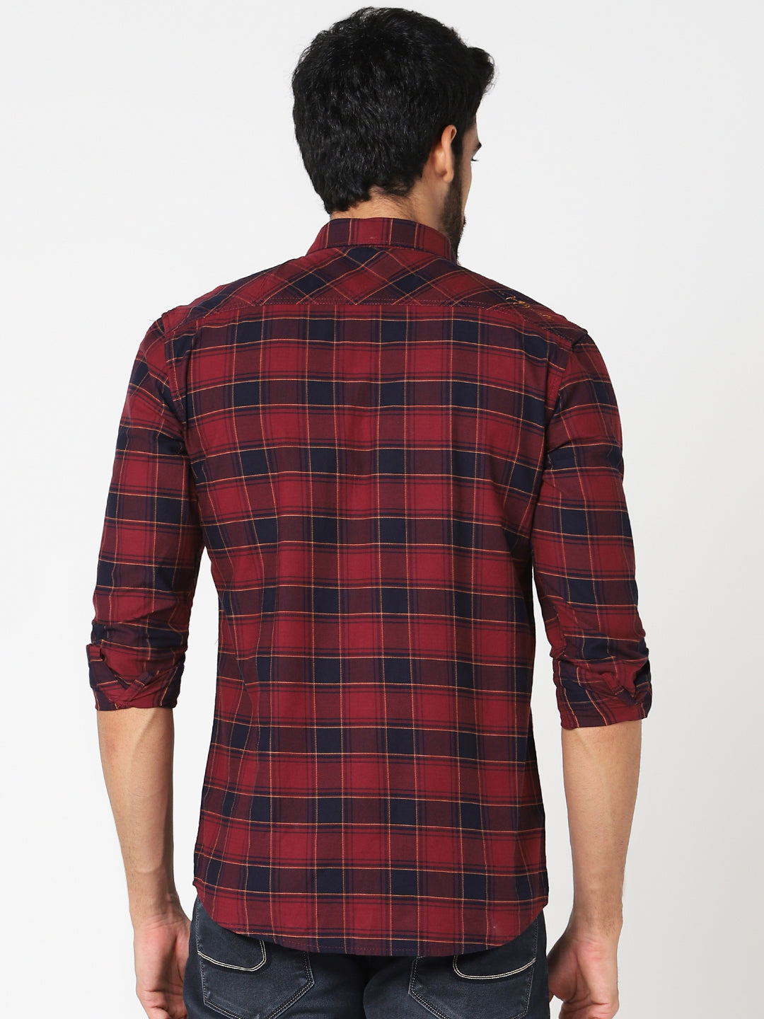 Men Red Checked Shirt