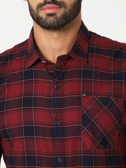 Men Red Checked Shirt