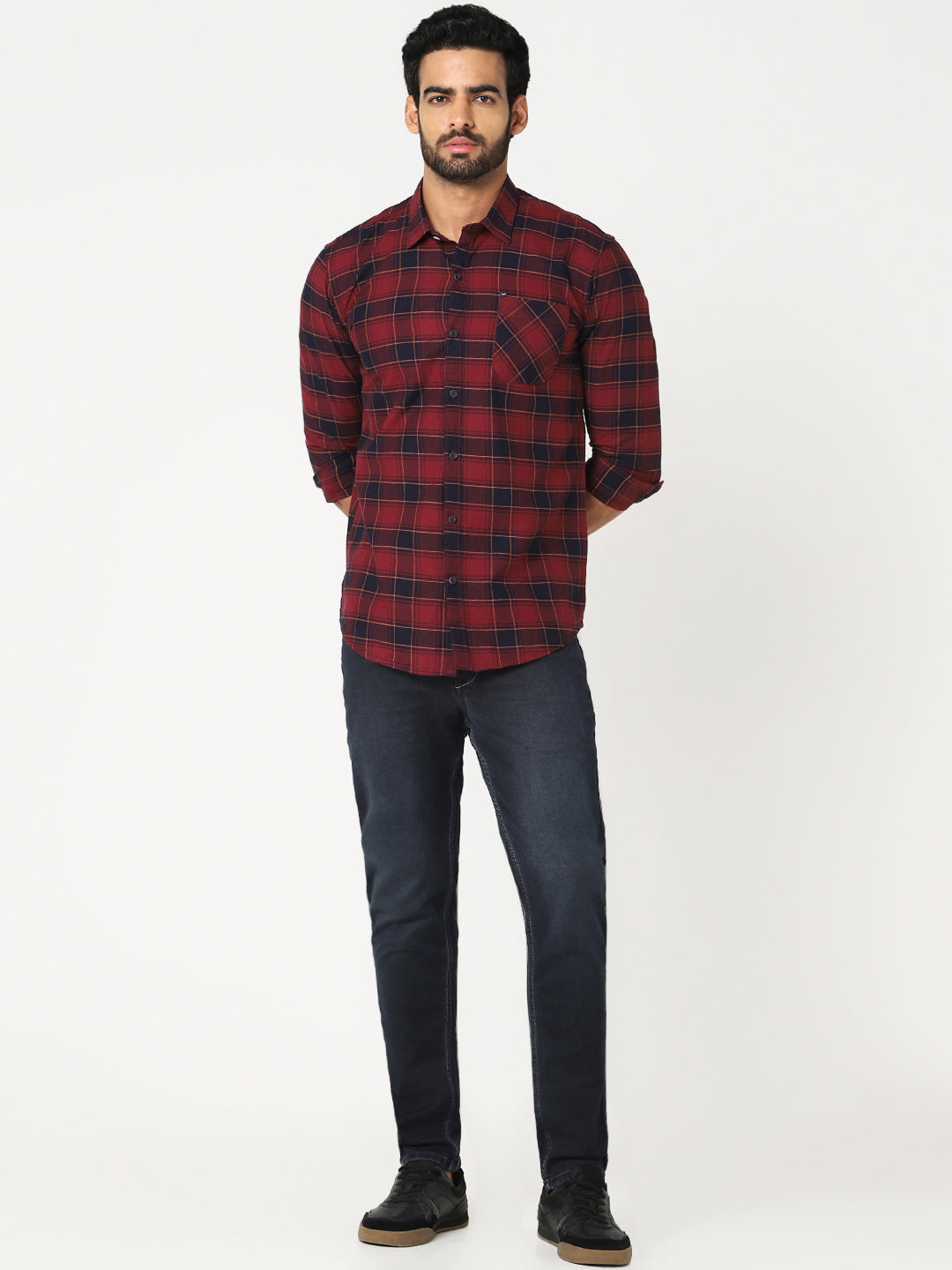 Men Red Checked Shirt
