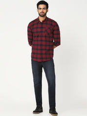 Men Red Checked Shirt