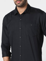 Men Solid Black Casual Shirt