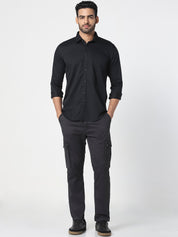 Men Solid Black Casual Shirt
