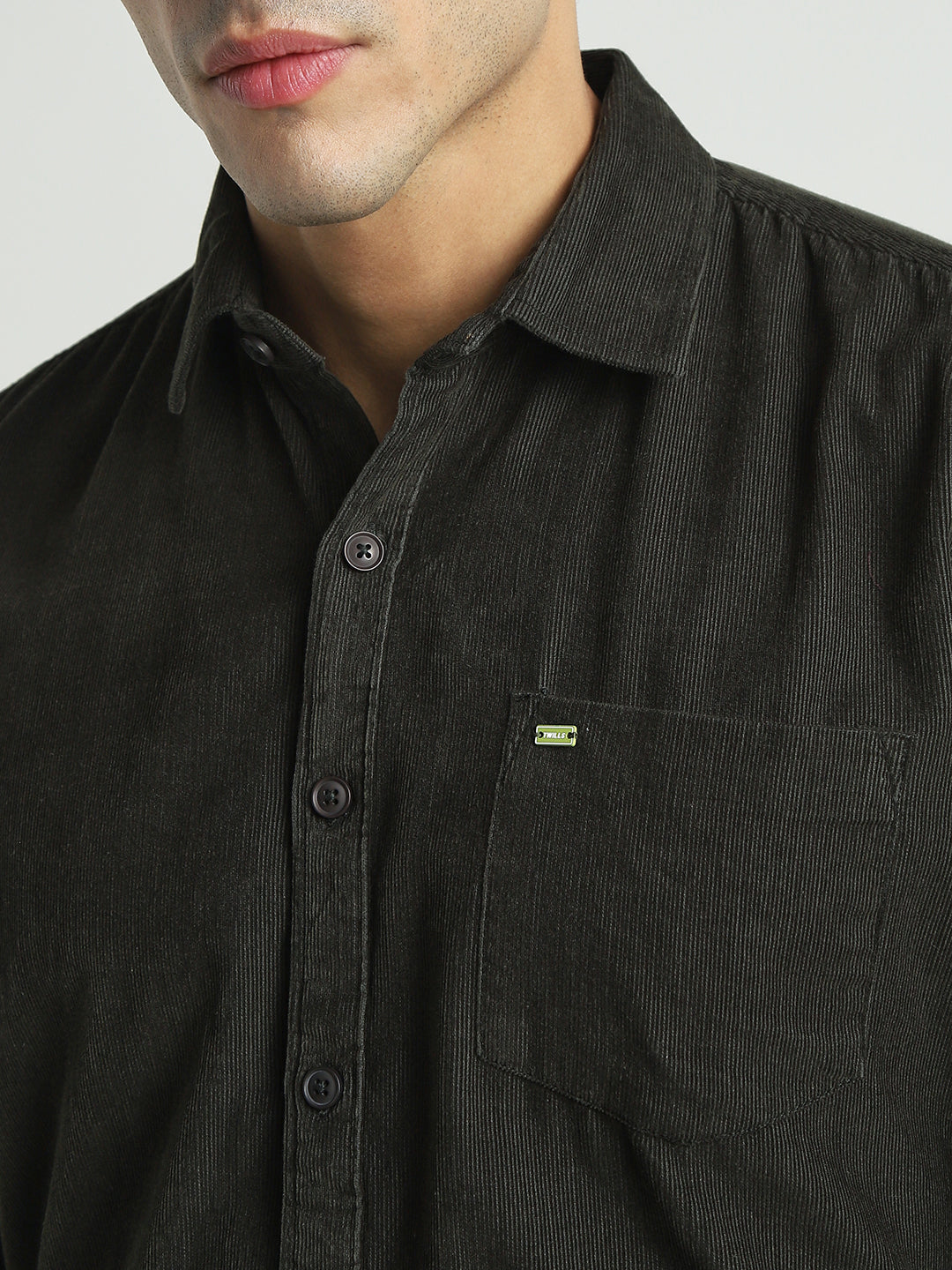 Men Olive Green Textured Casual Shirt