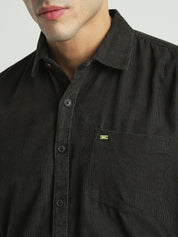 Men Olive Green Textured Casual Shirt