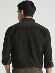 Men Olive Green Textured Casual Shirt