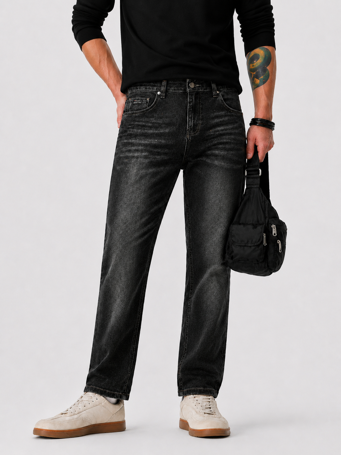 Men's Washed Black  Jeans