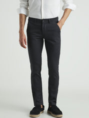 Men Charcoal Grey Slim Fit Casual Trousers