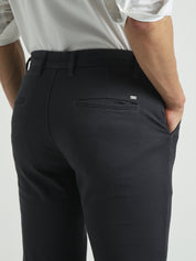 Men Charcoal Grey Slim Fit Casual Trousers