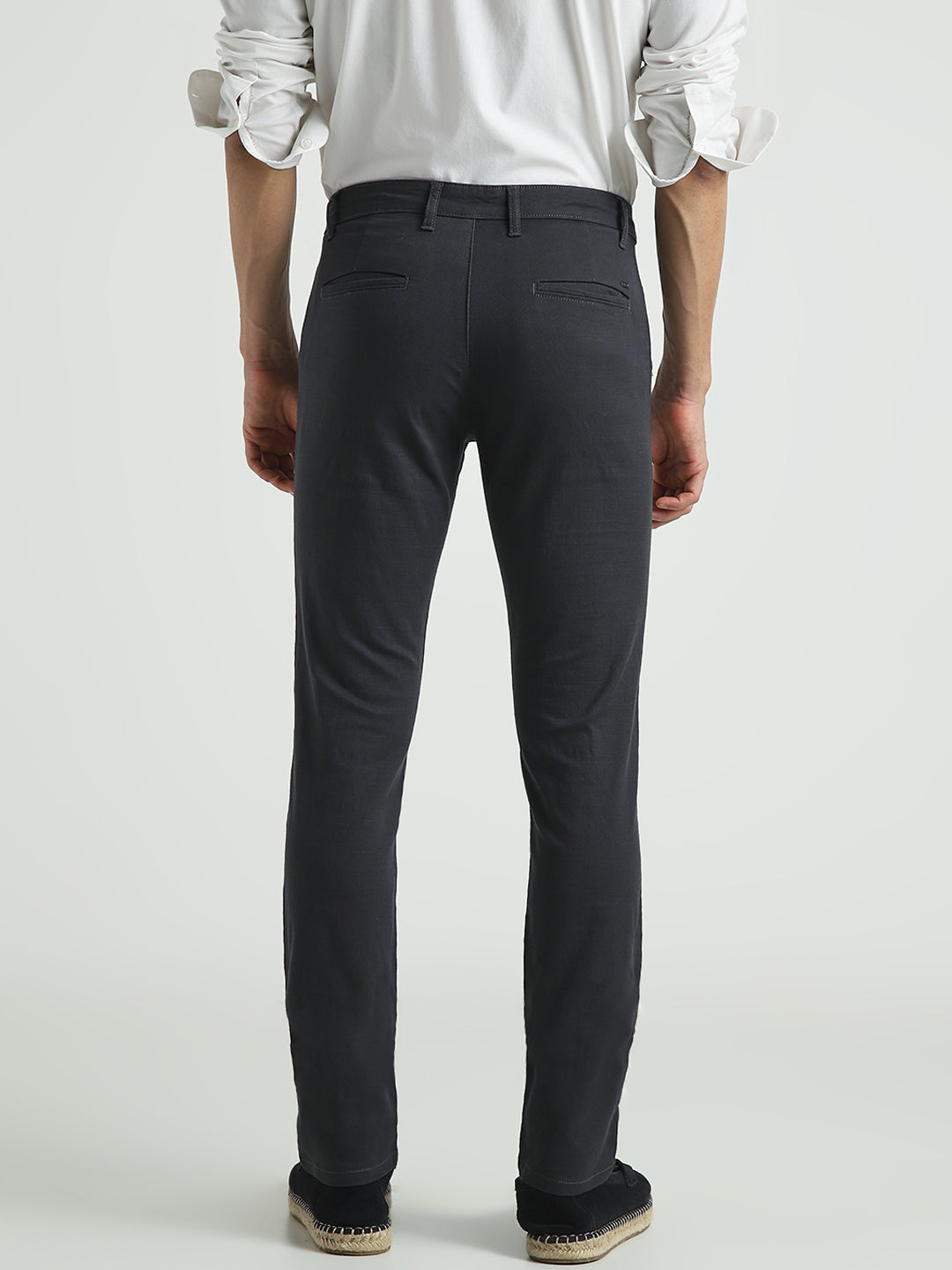 Men Charcoal Grey Slim Fit Casual Trousers