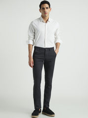 Men Charcoal Grey Slim Fit Casual Trousers