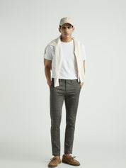 Men Slim Fit Grey Formal Trouser