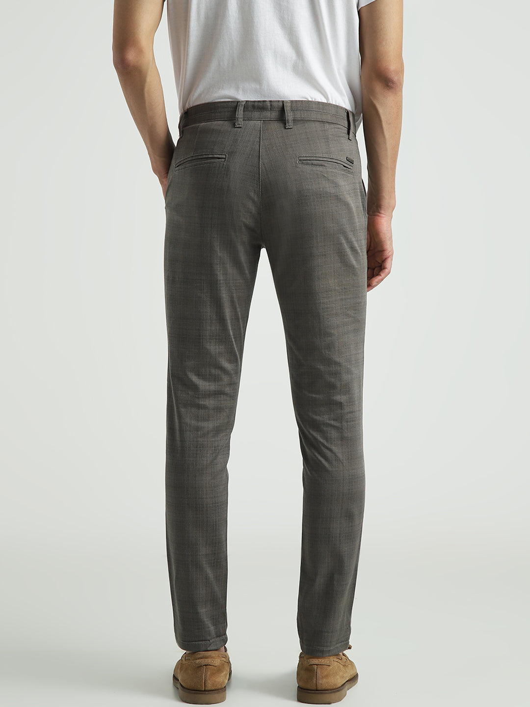 Men Slim Fit Grey Formal Trouser