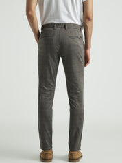 Men Slim Fit Grey Formal Trouser
