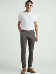 Men Slim Fit Grey Formal Trouser