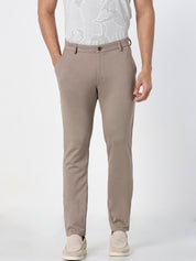 Men Beige Slim Fit Casual Trousers