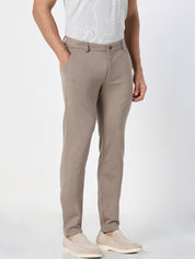 Men Beige Slim Fit Casual Trousers