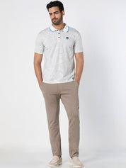 Men Beige Slim Fit Casual Trousers