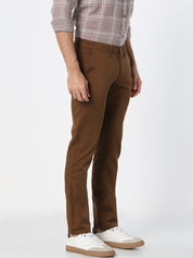 Brown Solid Slim Fit Trouser