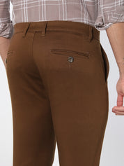 Brown Solid Slim Fit Trouser