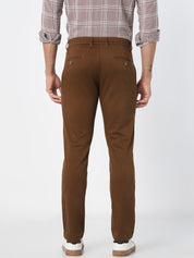 Brown Solid Slim Fit Trouser