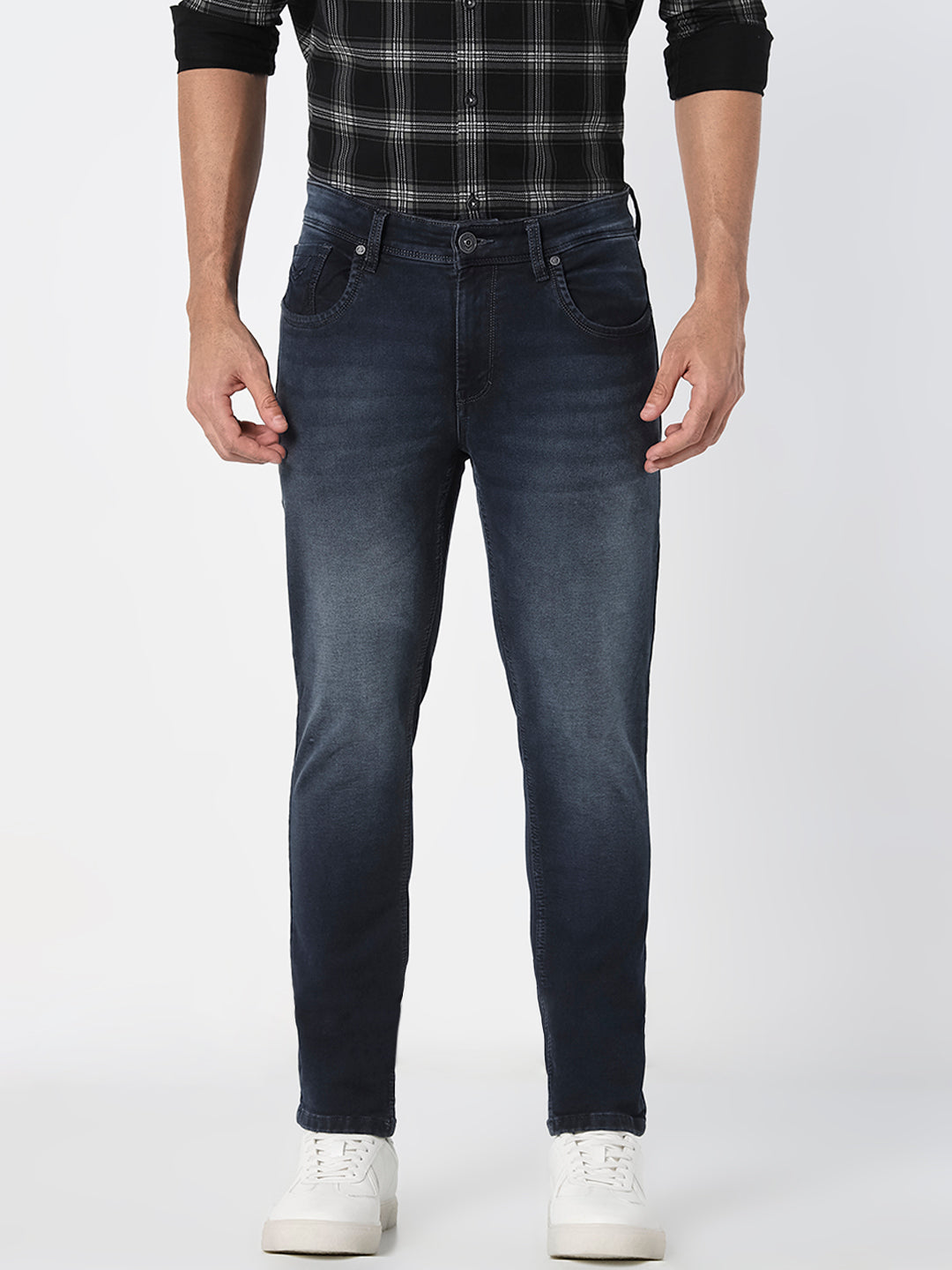 Men’s Dark Blue Tapered Fit Stretch  Jeans